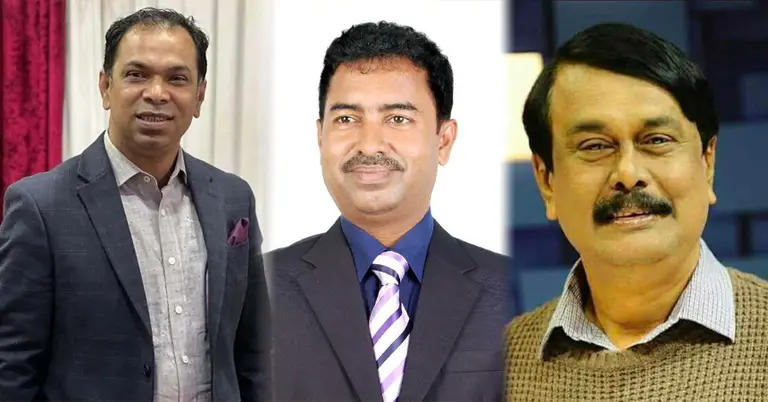 কয়ছর এম আহমেদ (বামে), আনিসুল হক (মাঝে), কলিম উদ্দিন আহমেদ মিলন (ডানে)